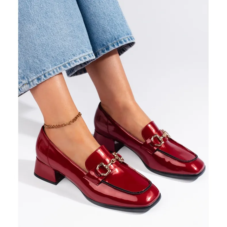 Red Patent Moccasins for Ladies