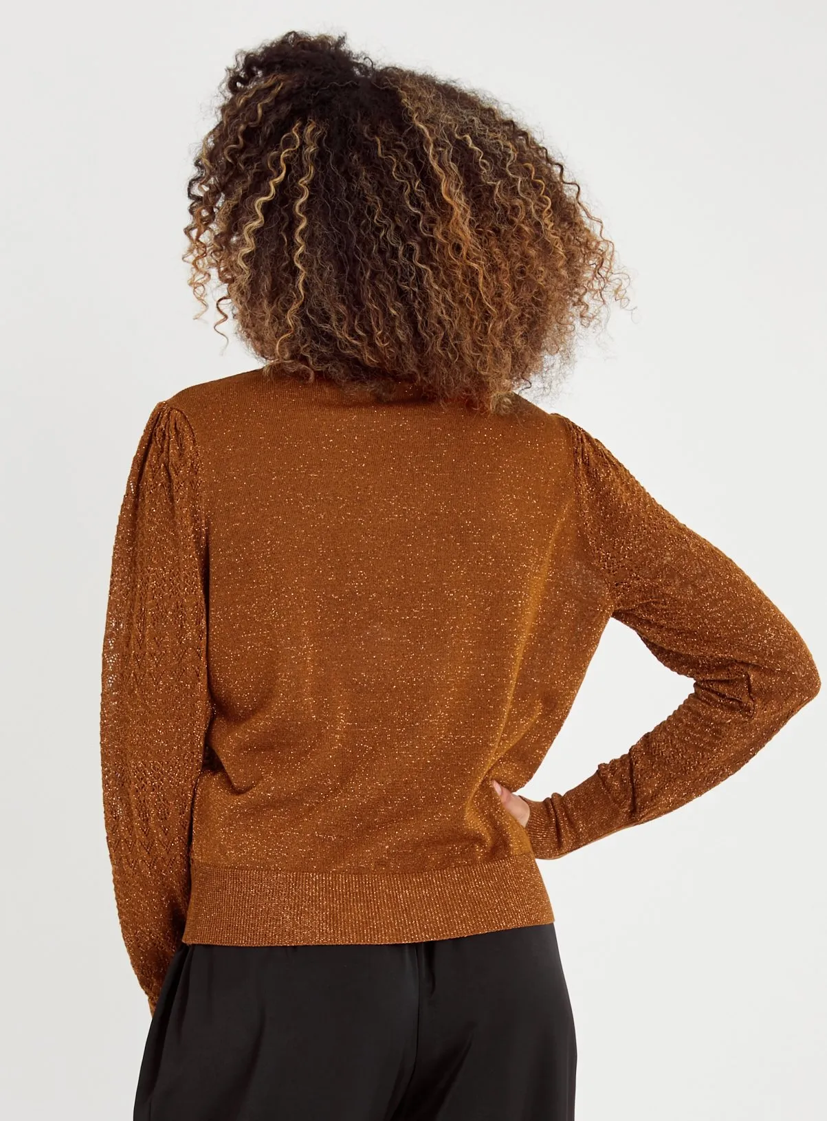 Shop Bronze Pointelle Crew Neck Jumper Size 16 Online - Tu Clothing