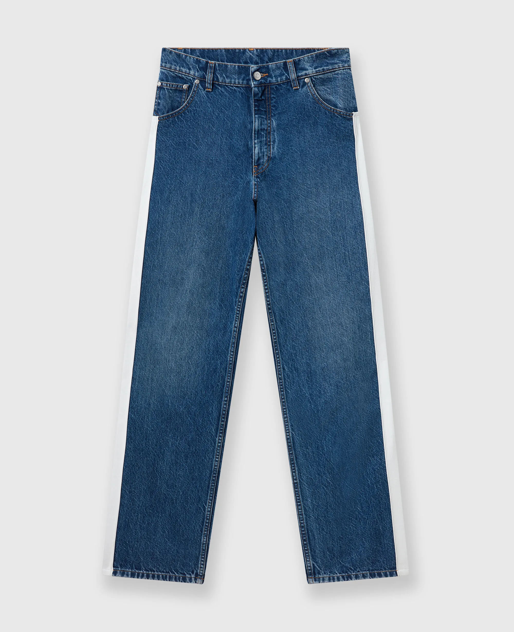 Side Stripe Straight-Leg Jeans