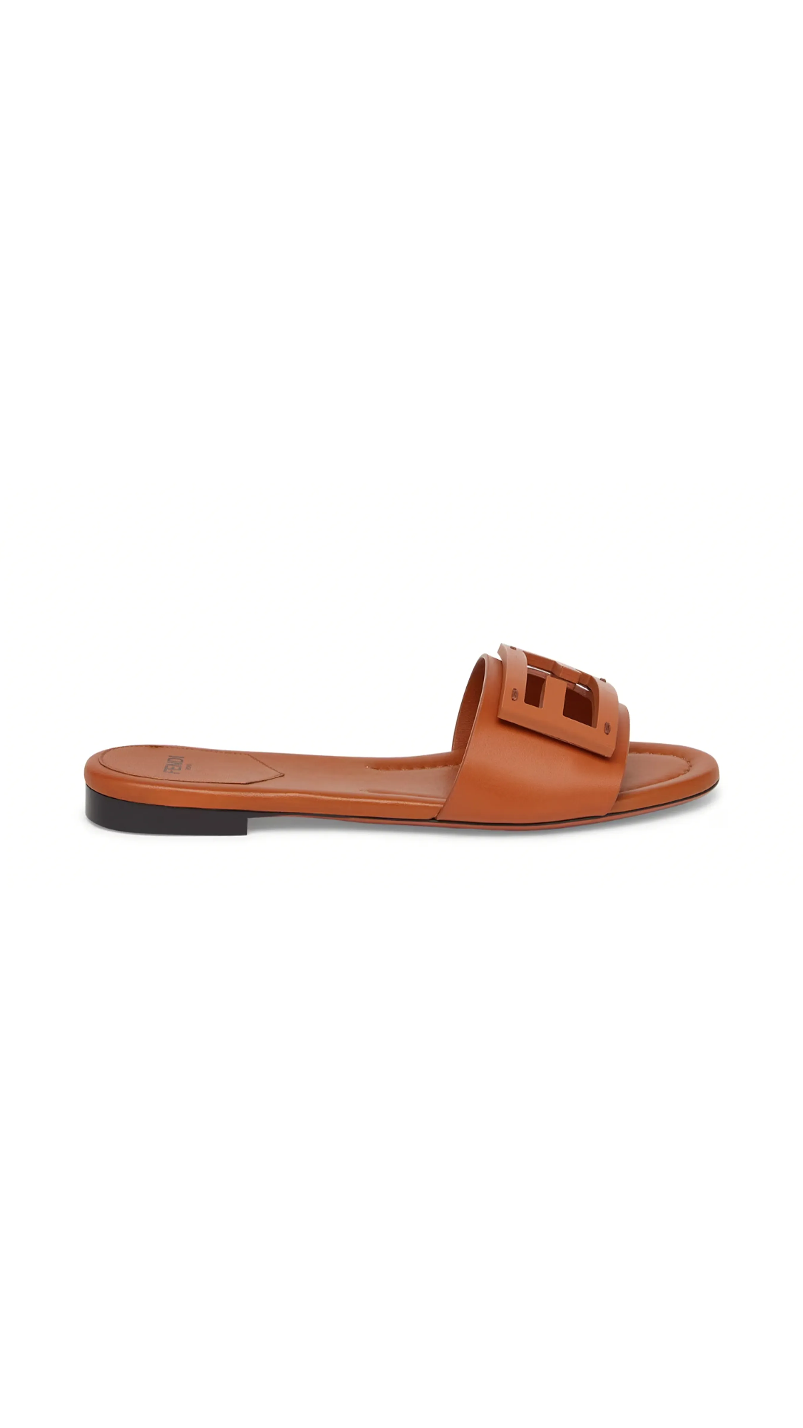 Brown Leather Slides Signature