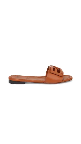 Brown Leather Slides Signature