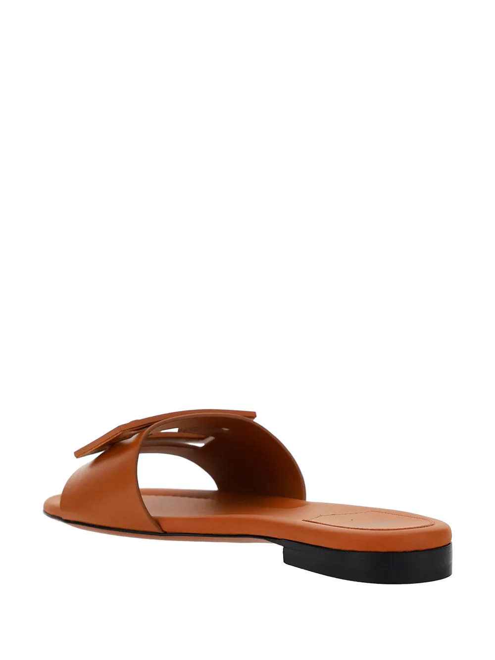 Brown Leather Slides Signature