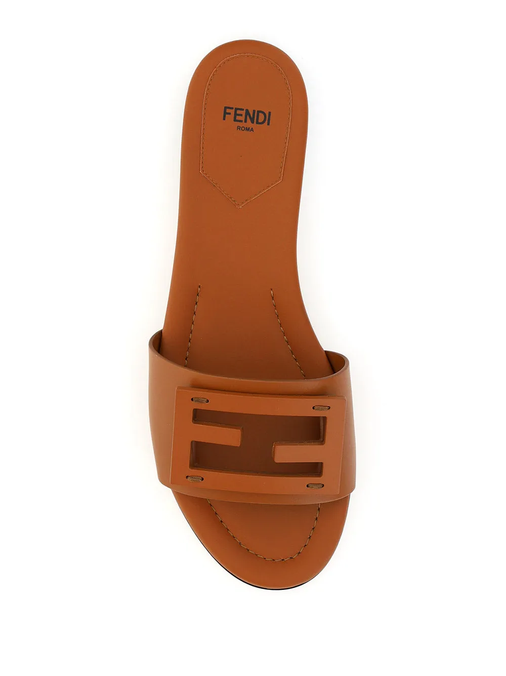 Brown Leather Slides Signature