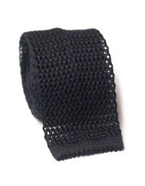 SILK KNIT TIE - BLACK