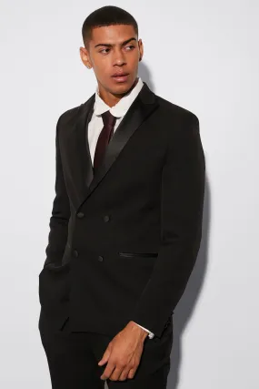 Skinny Double Breasted Tuxedo Suit Jacket