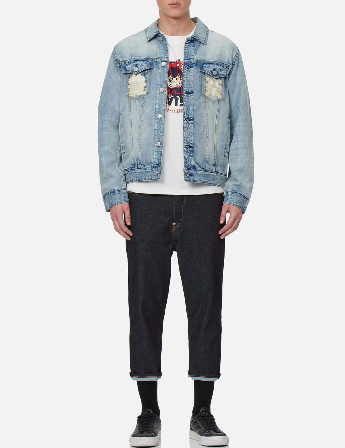 Slogan Daicock Print Denim Jacket