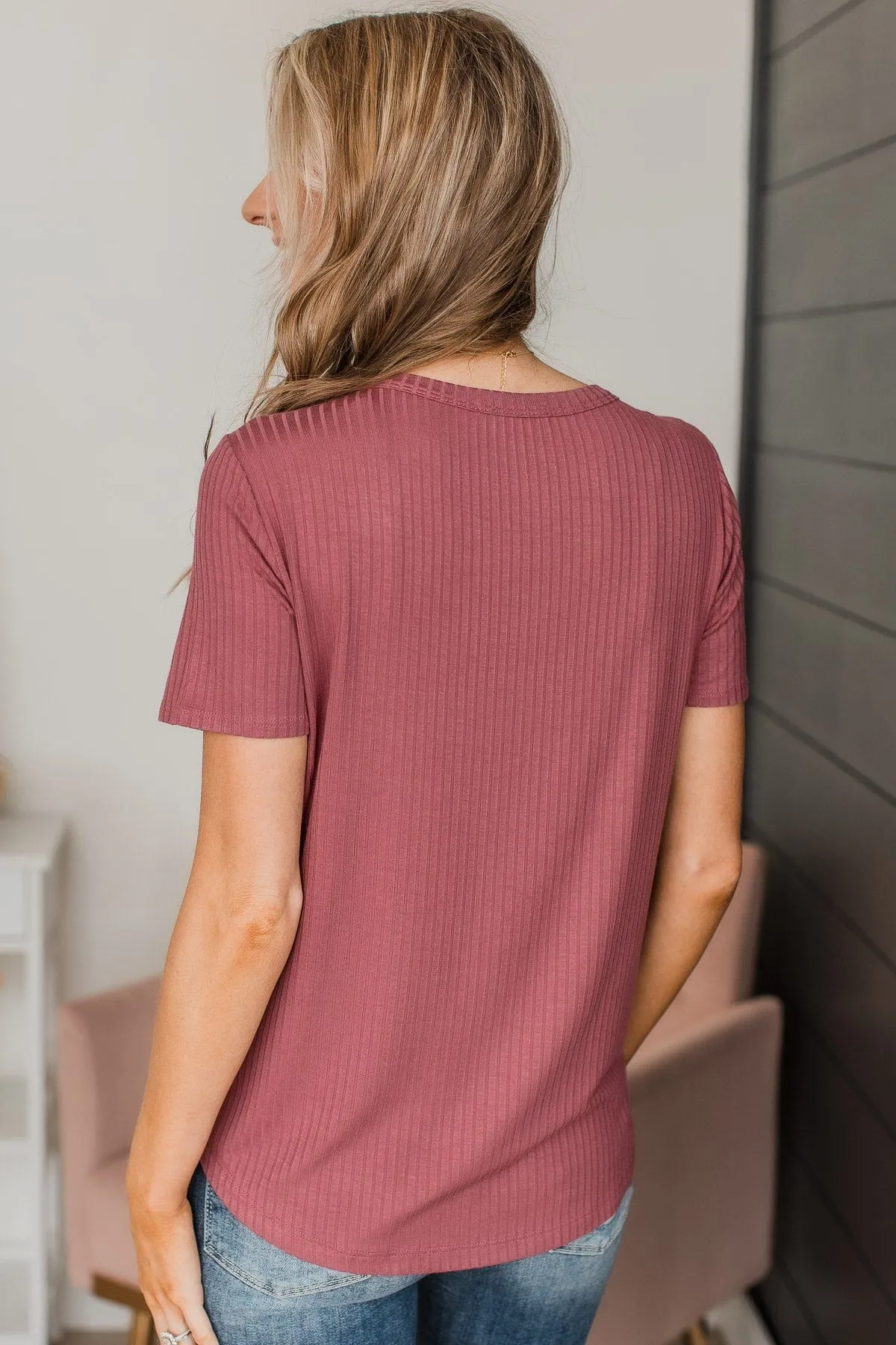 Marsala Ribbed Knit Top - Smiles For Days