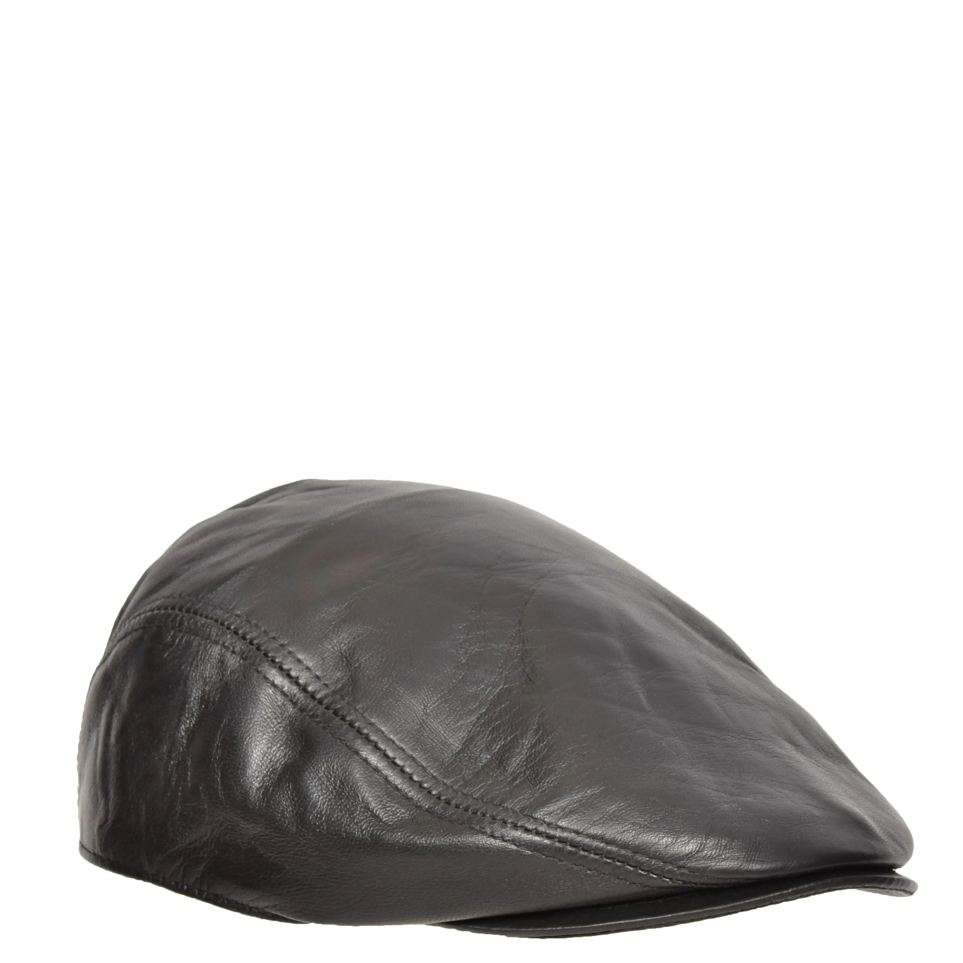 Soft Leather Classic Flat Cap Black