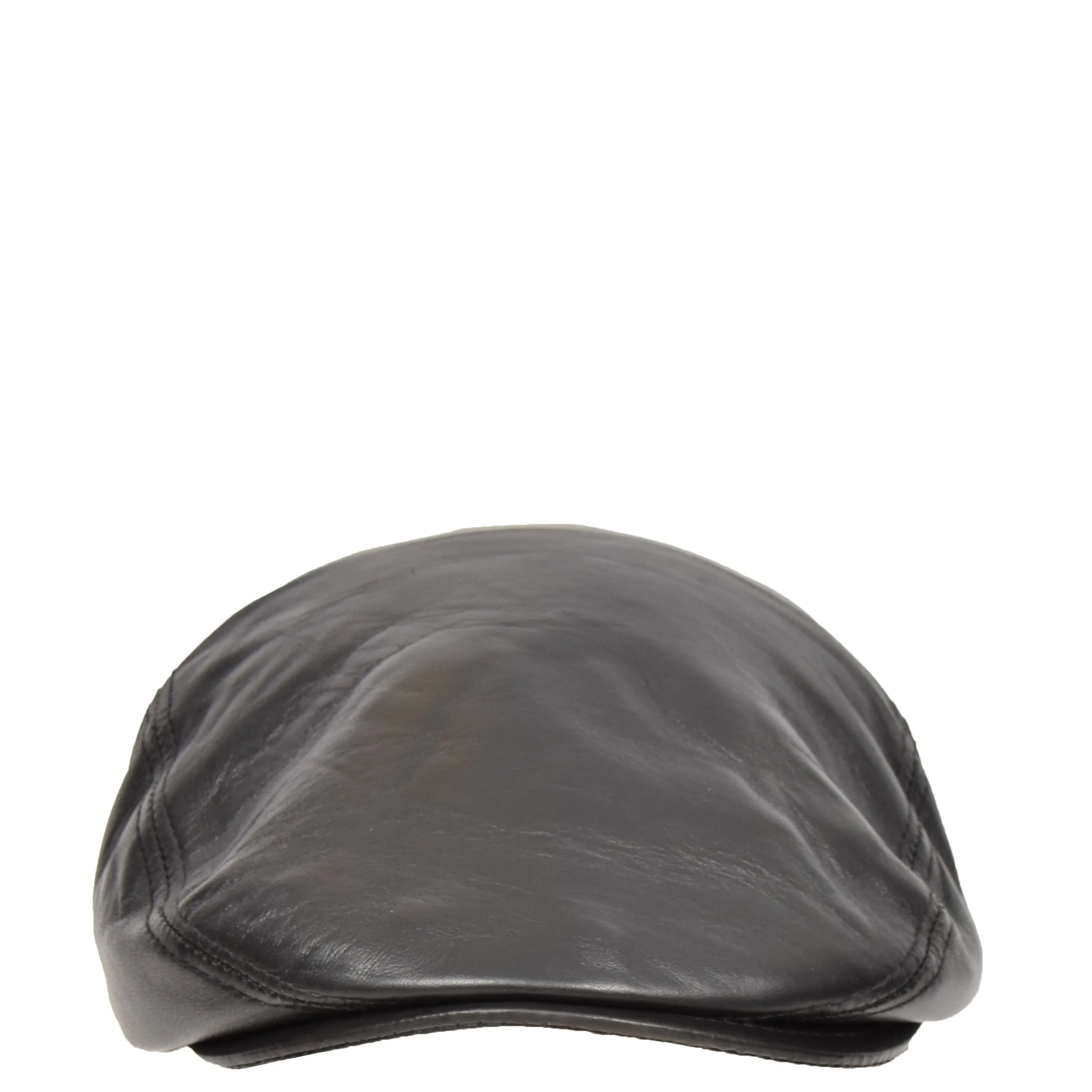 Soft Leather Classic Flat Cap Black