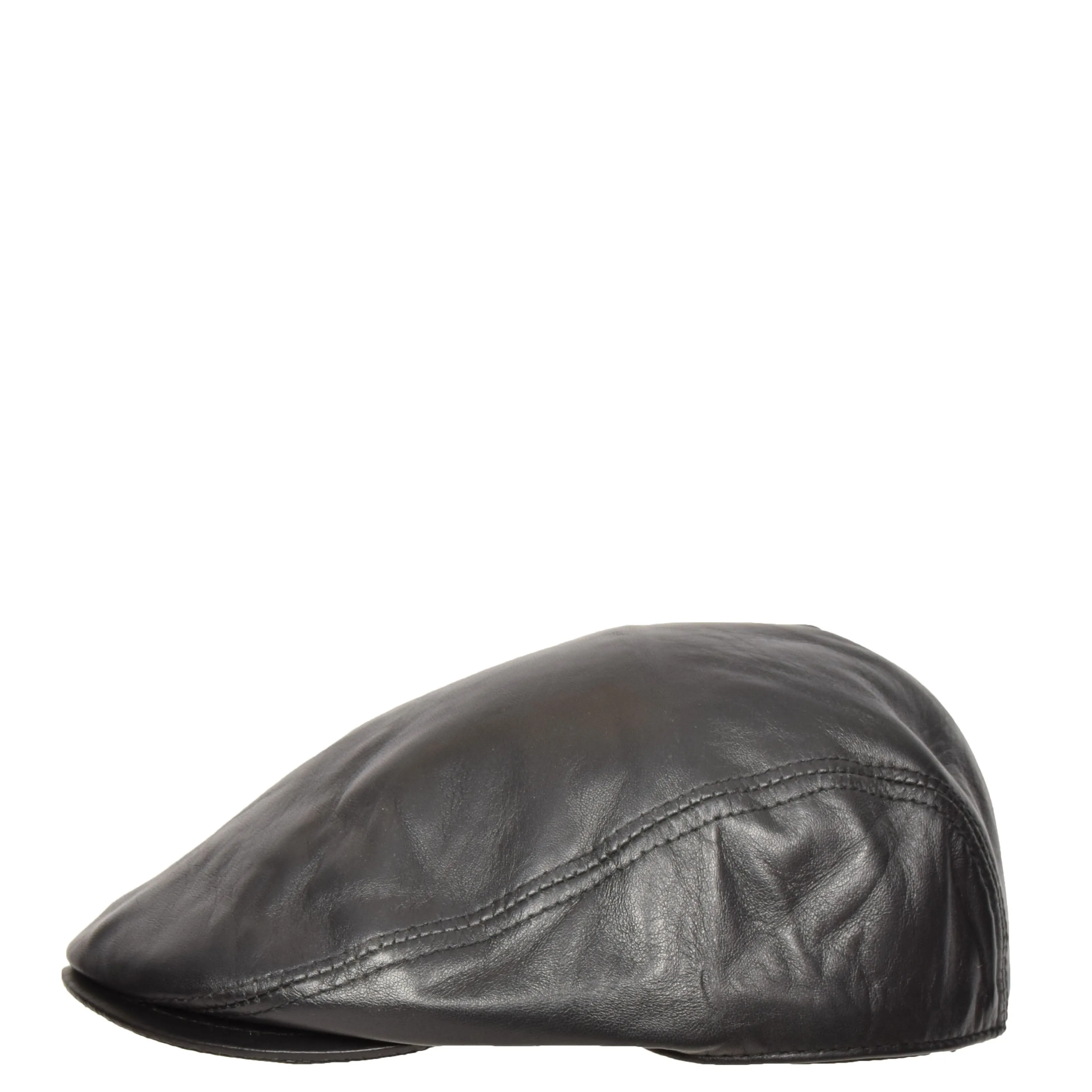 Soft Leather Classic Flat Cap Black