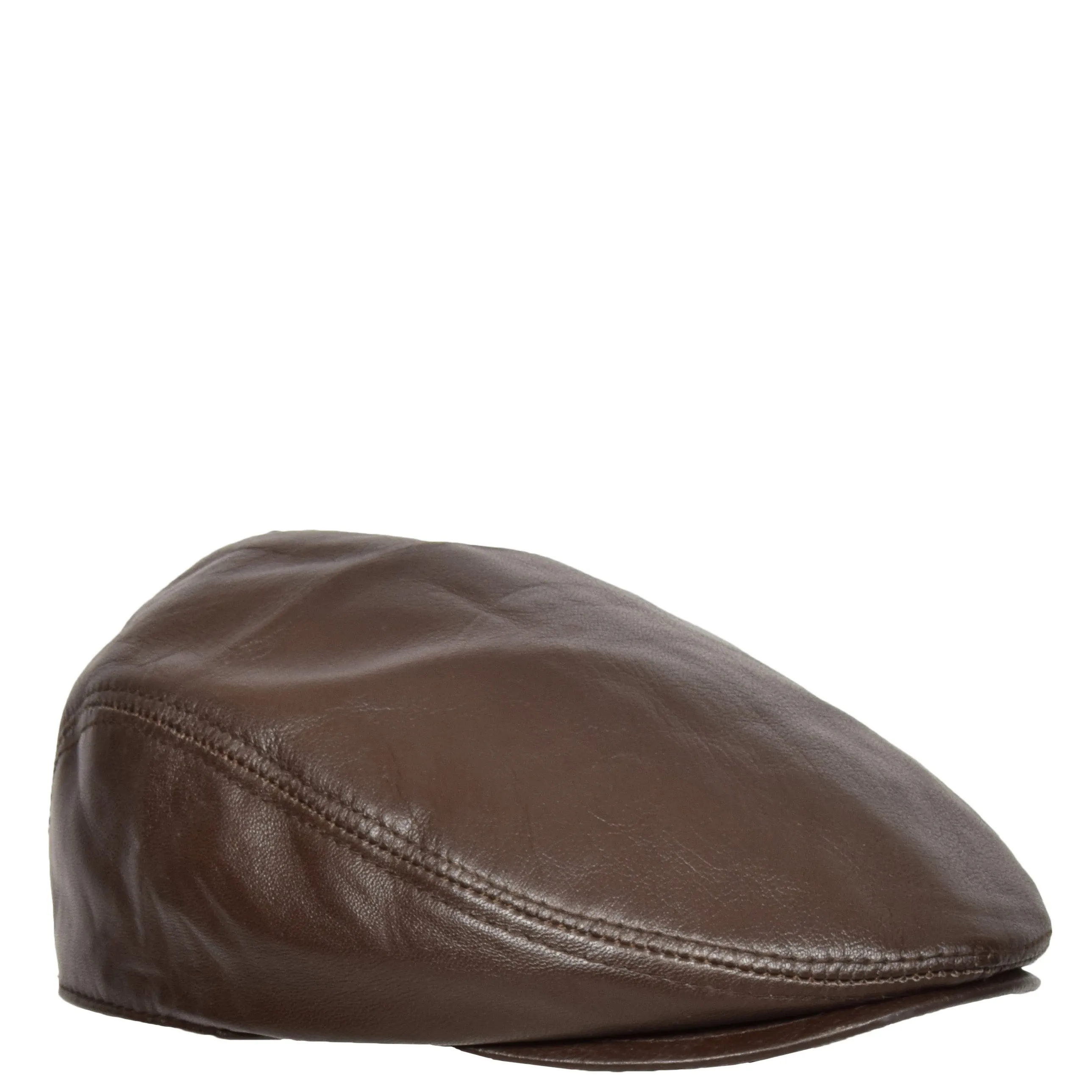 Soft Leather Classic Flat Cap Brown