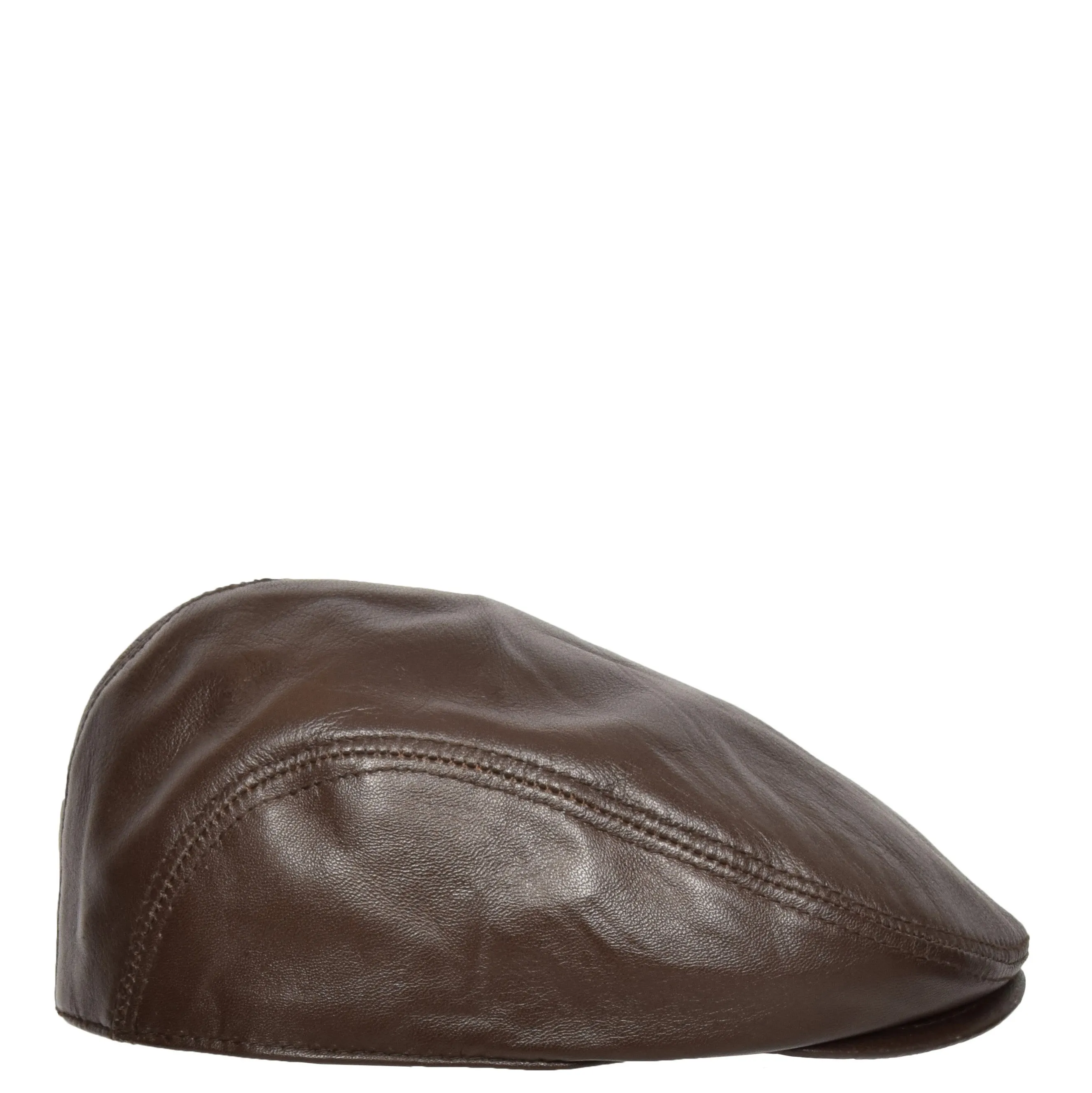 Soft Leather Classic Flat Cap Brown