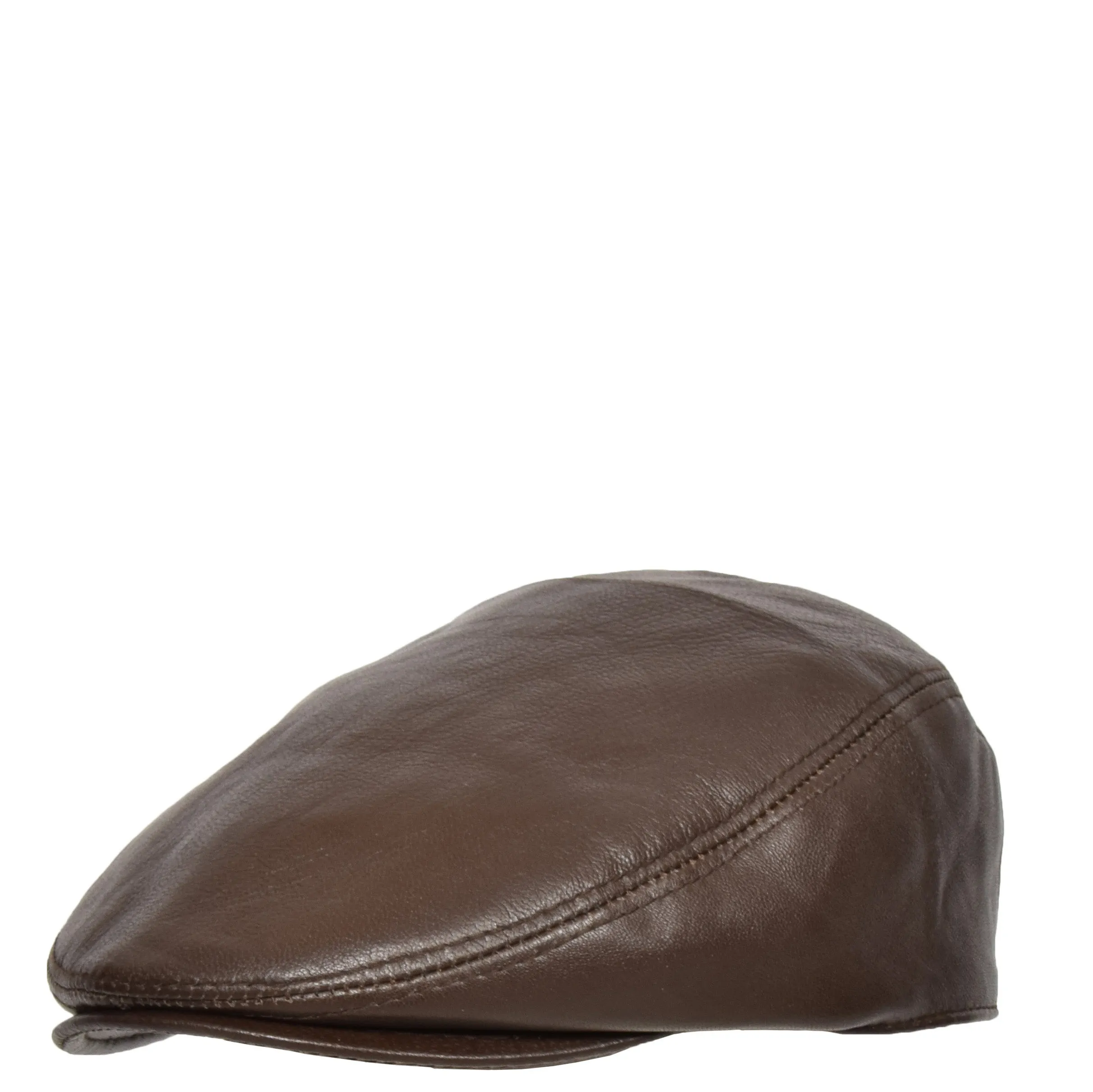 Soft Leather Classic Flat Cap Brown