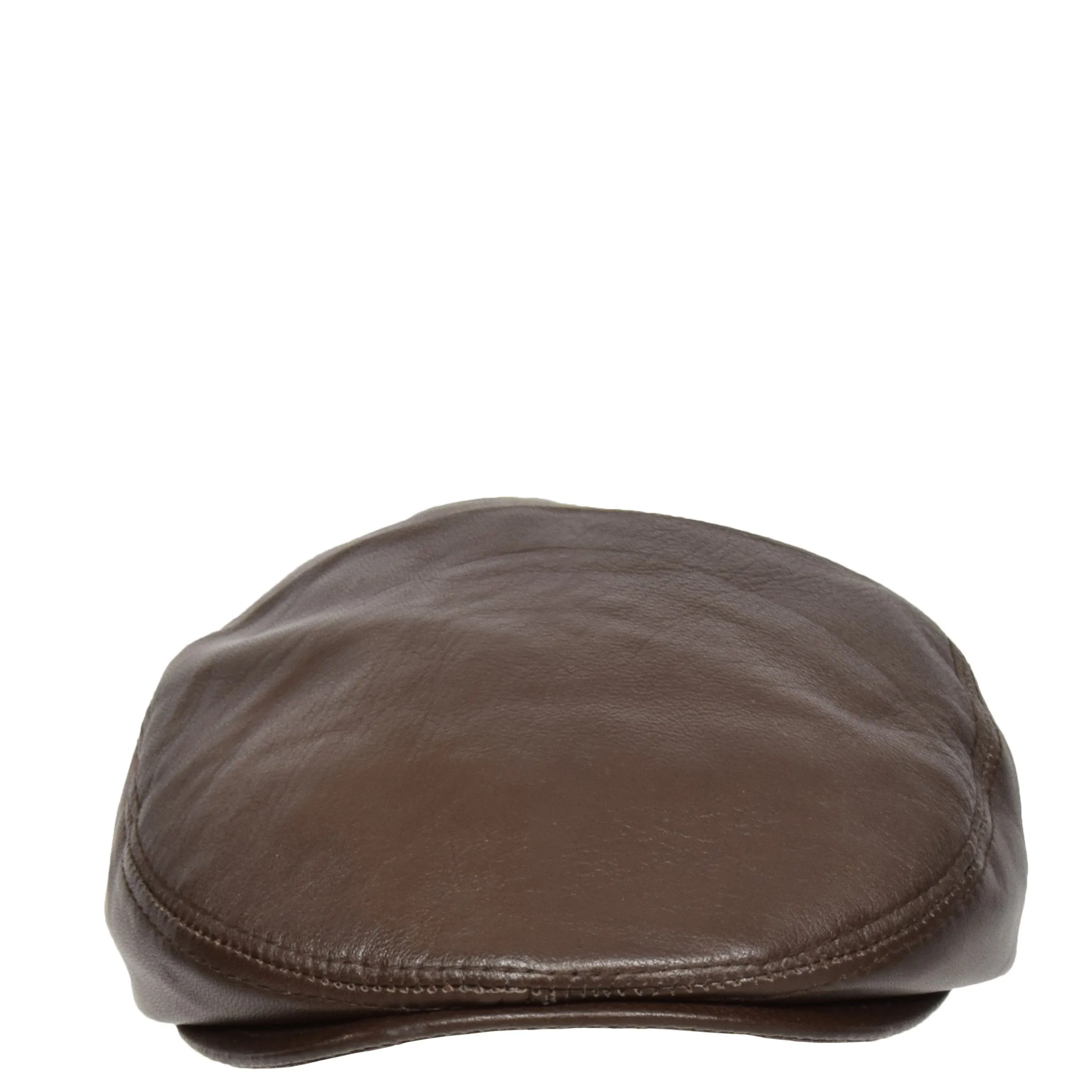 Soft Leather Classic Flat Cap Brown