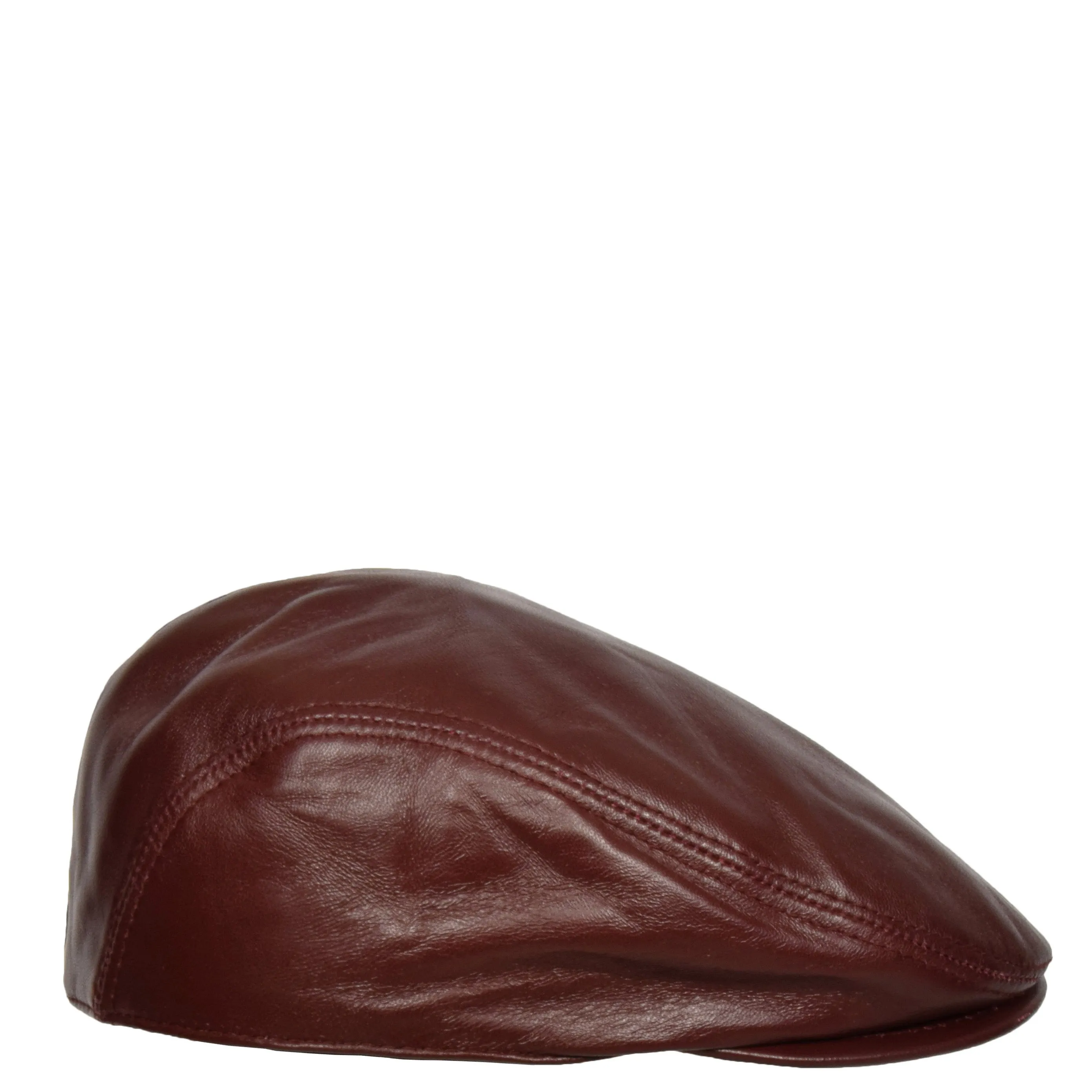 Soft Leather Classic Flat Cap Burgundy