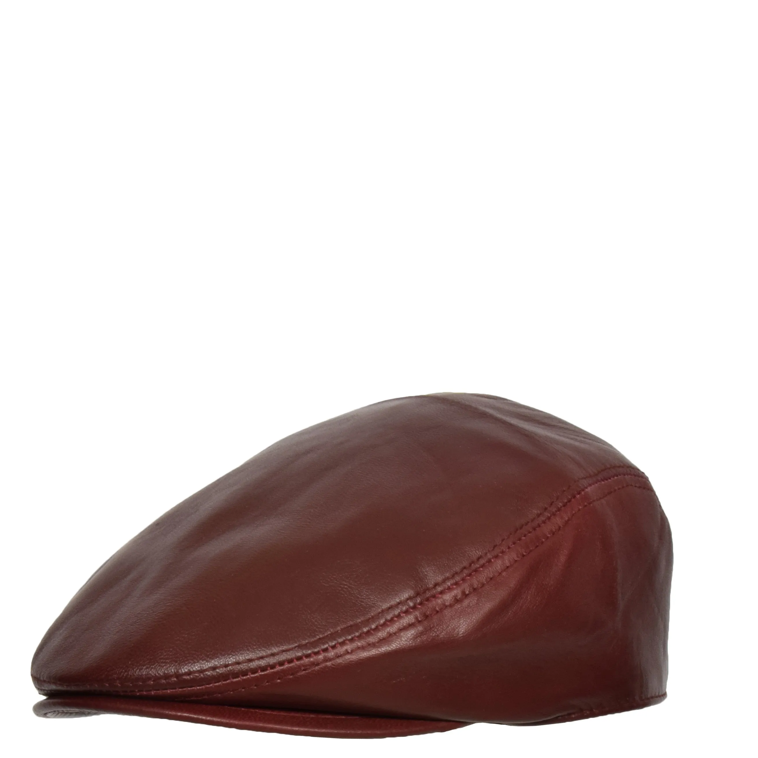 Soft Leather Classic Flat Cap Burgundy