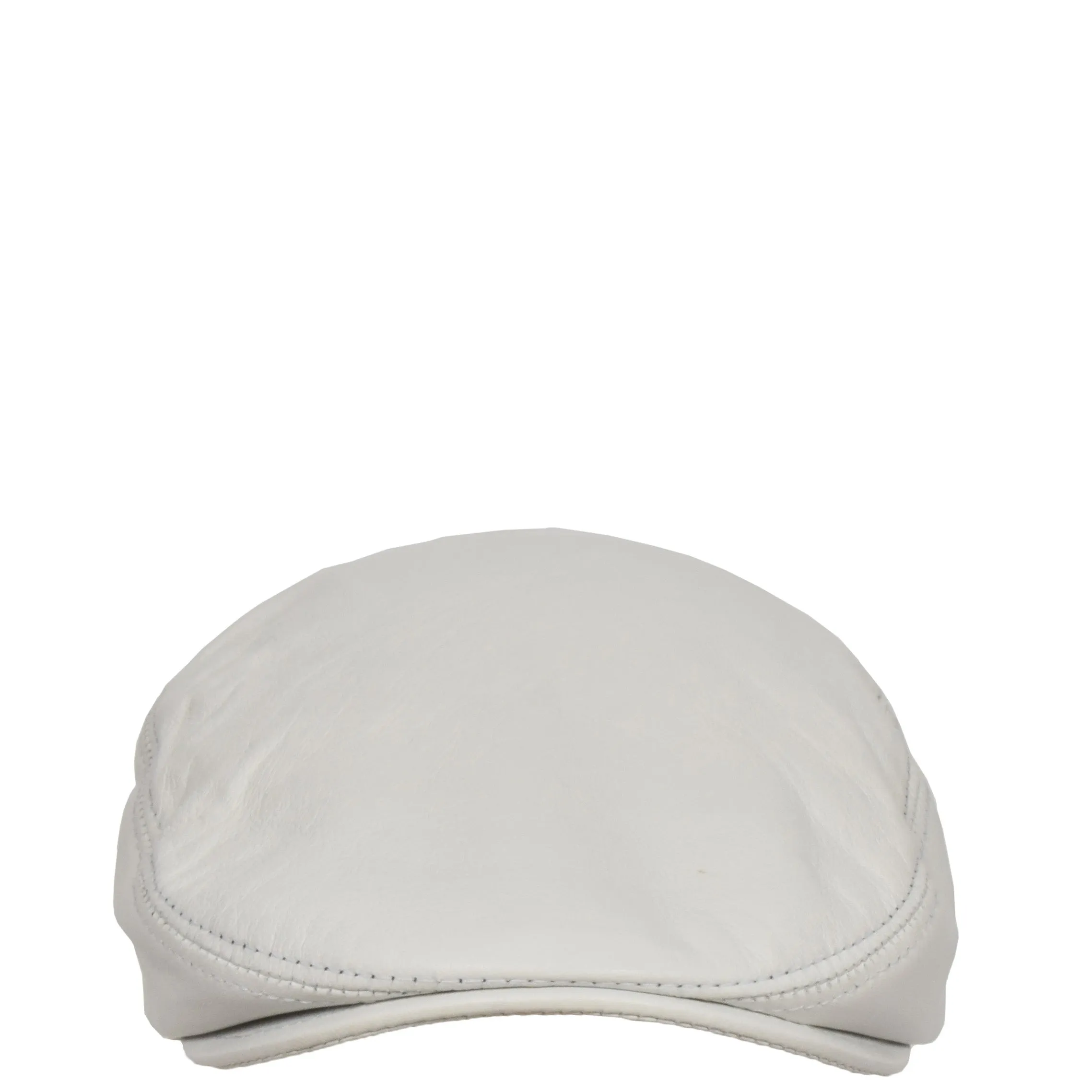 Soft Leather Classic Flat Cap White