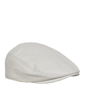 Soft Leather Classic Flat Cap White