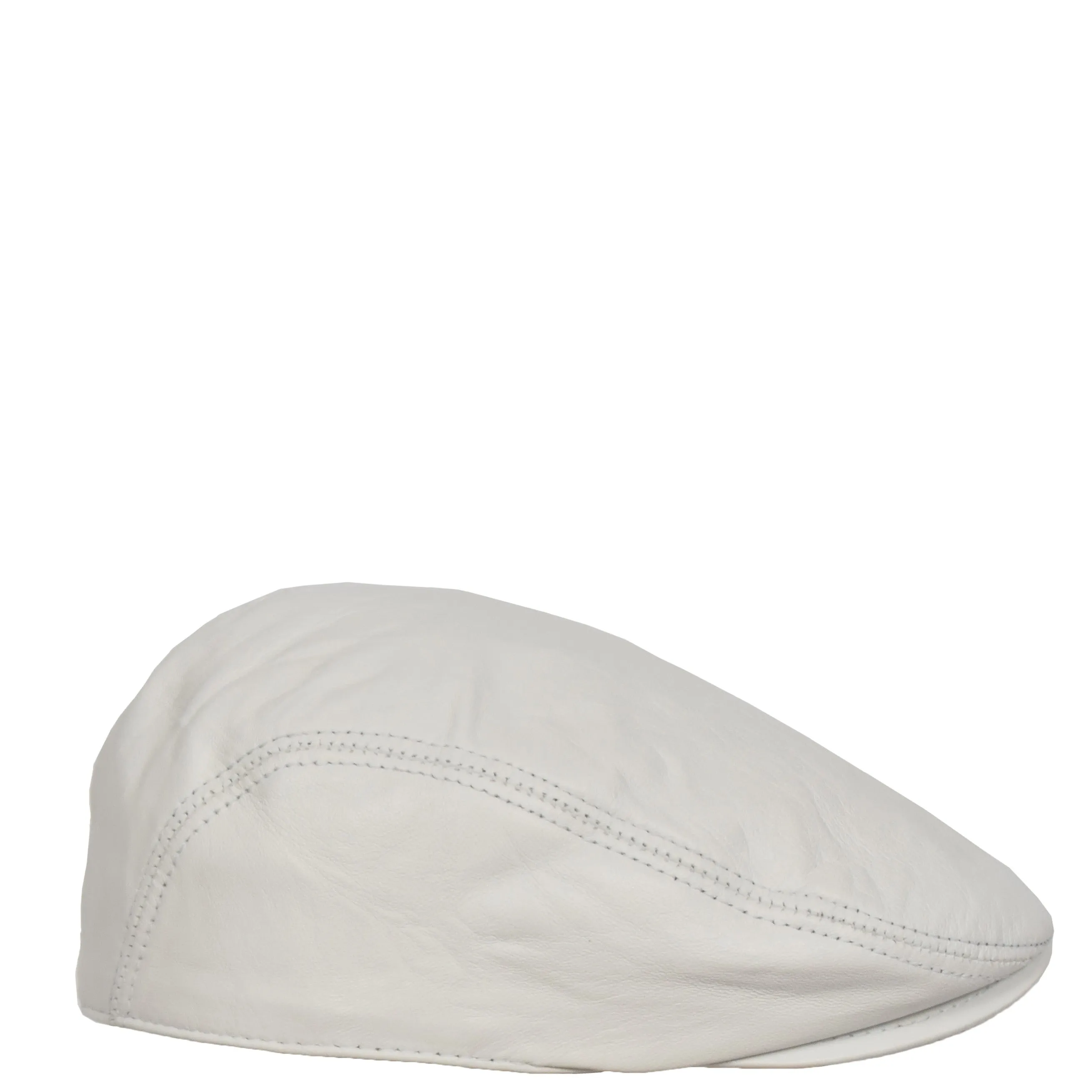 Soft Leather Classic Flat Cap White