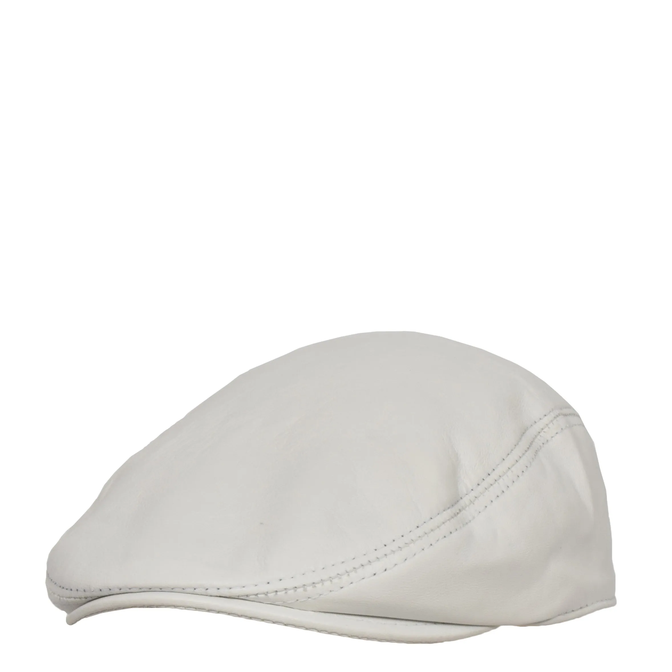 Soft Leather Classic Flat Cap White