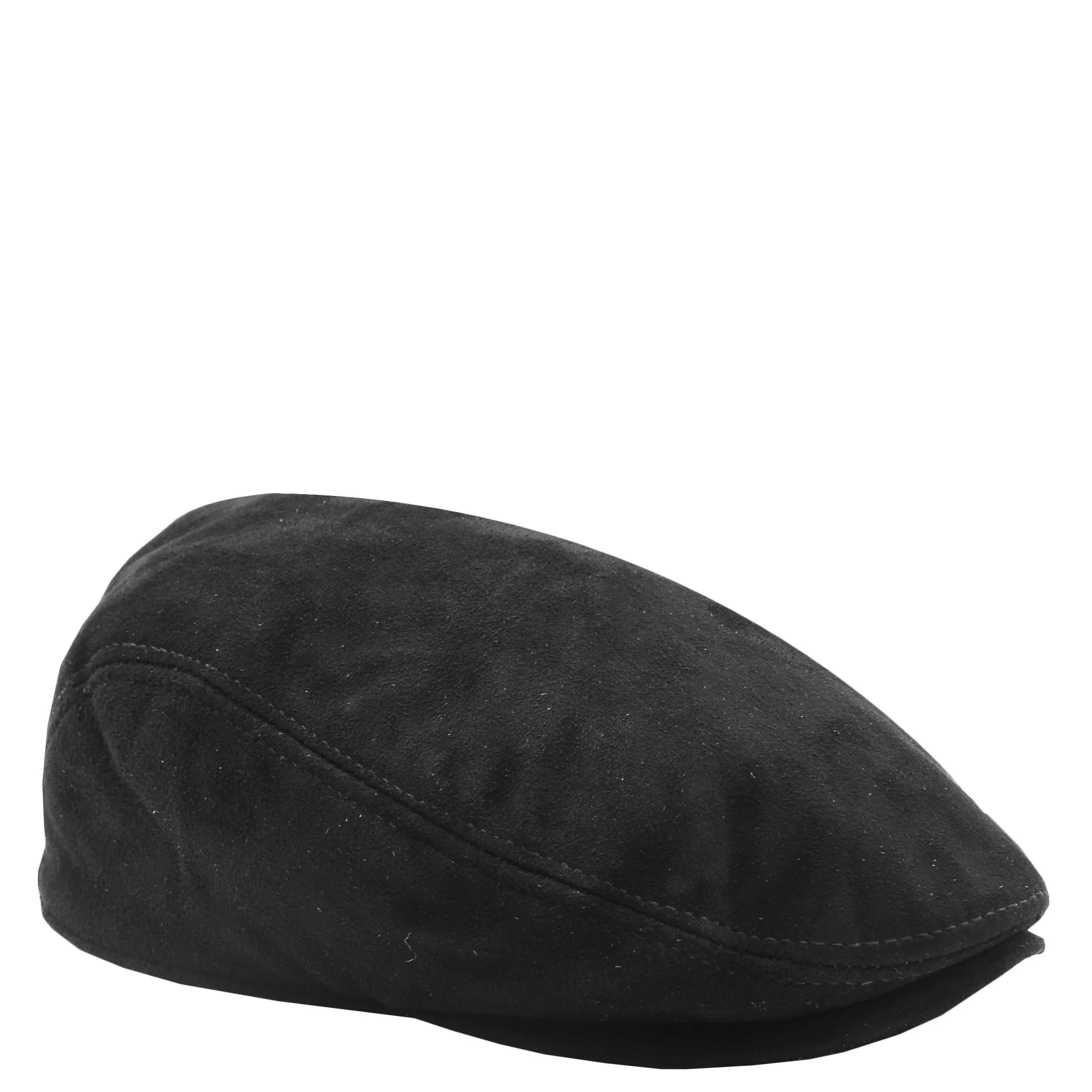 Soft Suede Leather Classic Flat Cap Black