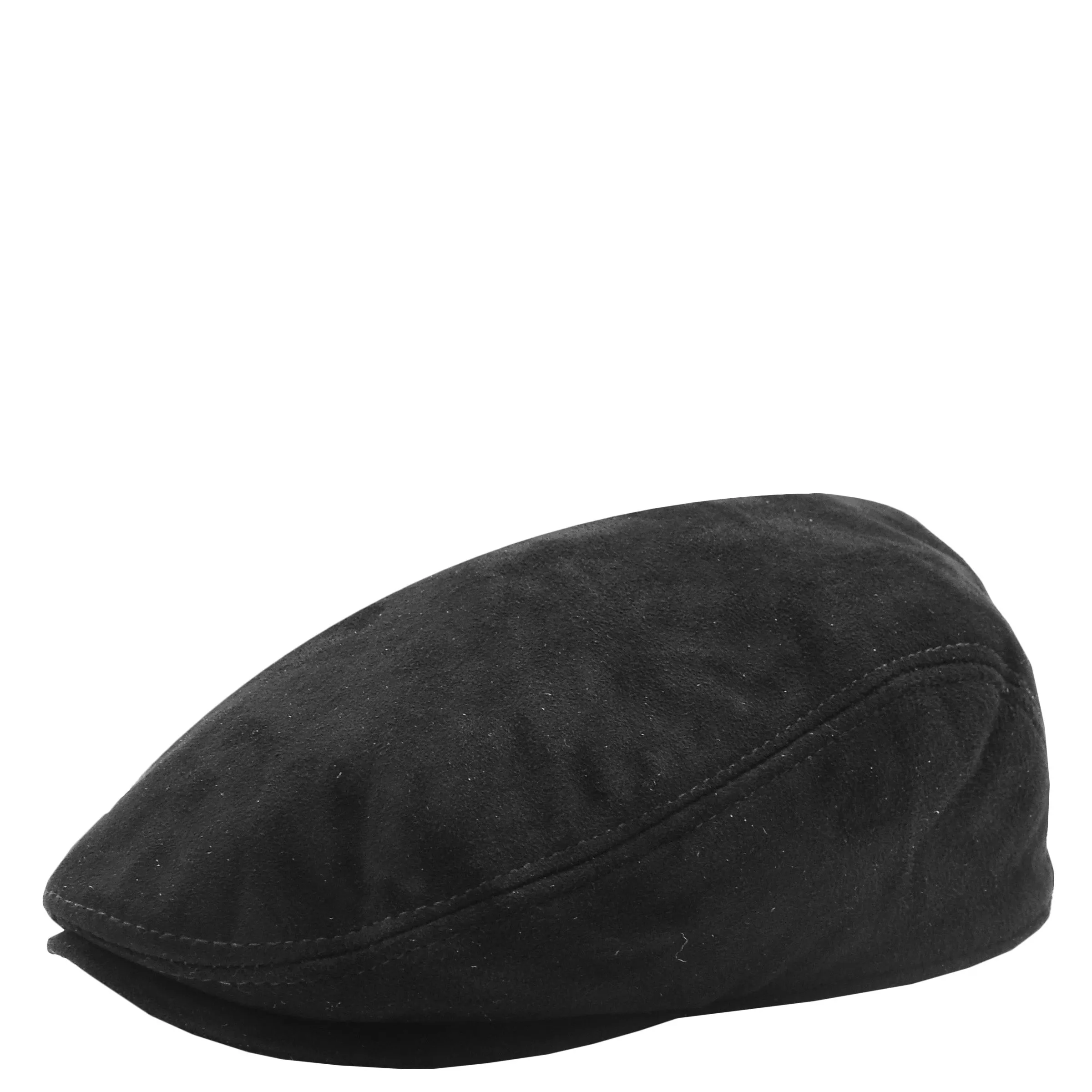 Soft Suede Leather Classic Flat Cap Black