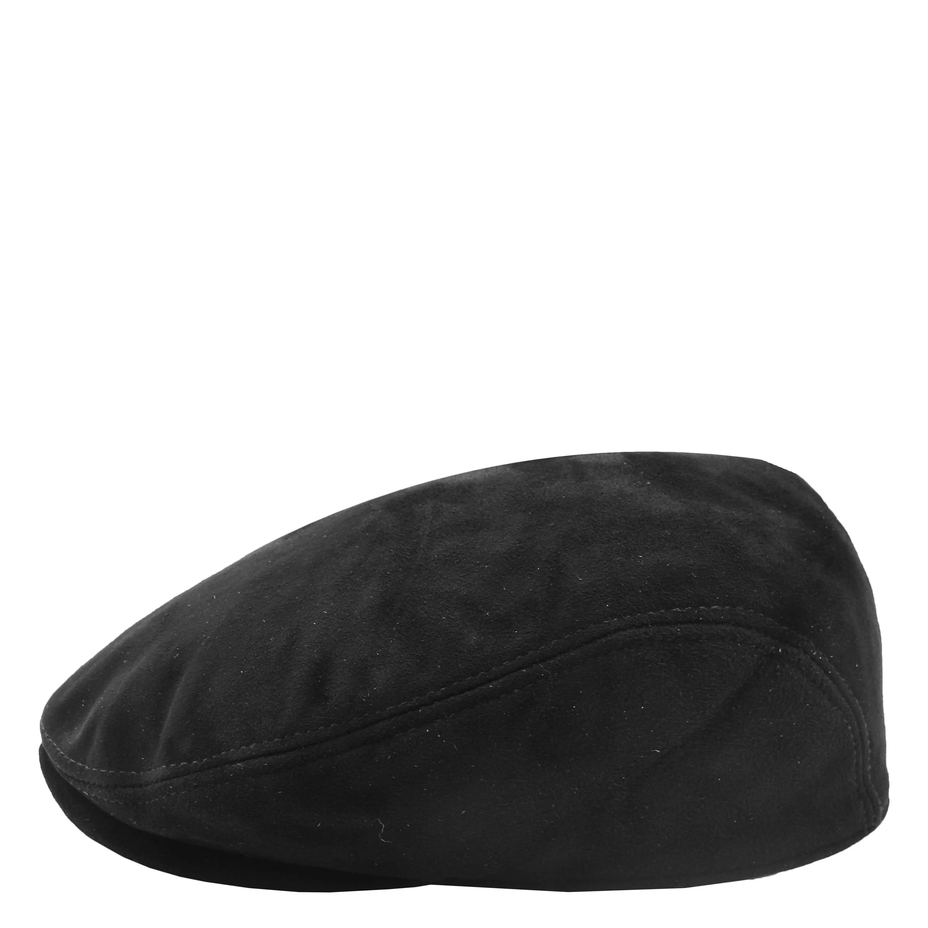 Soft Suede Leather Classic Flat Cap Black