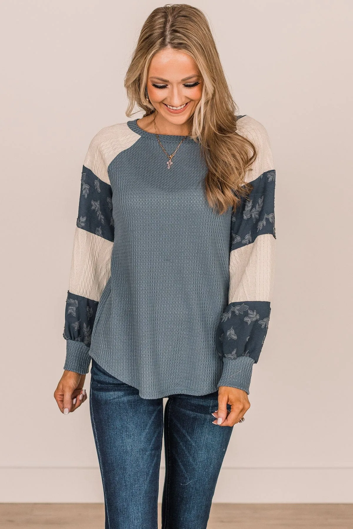 Striped Teal Knit Top - Speaking Volumes