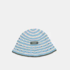 (SS24) The Striped Crochet Hat - Coral Blue