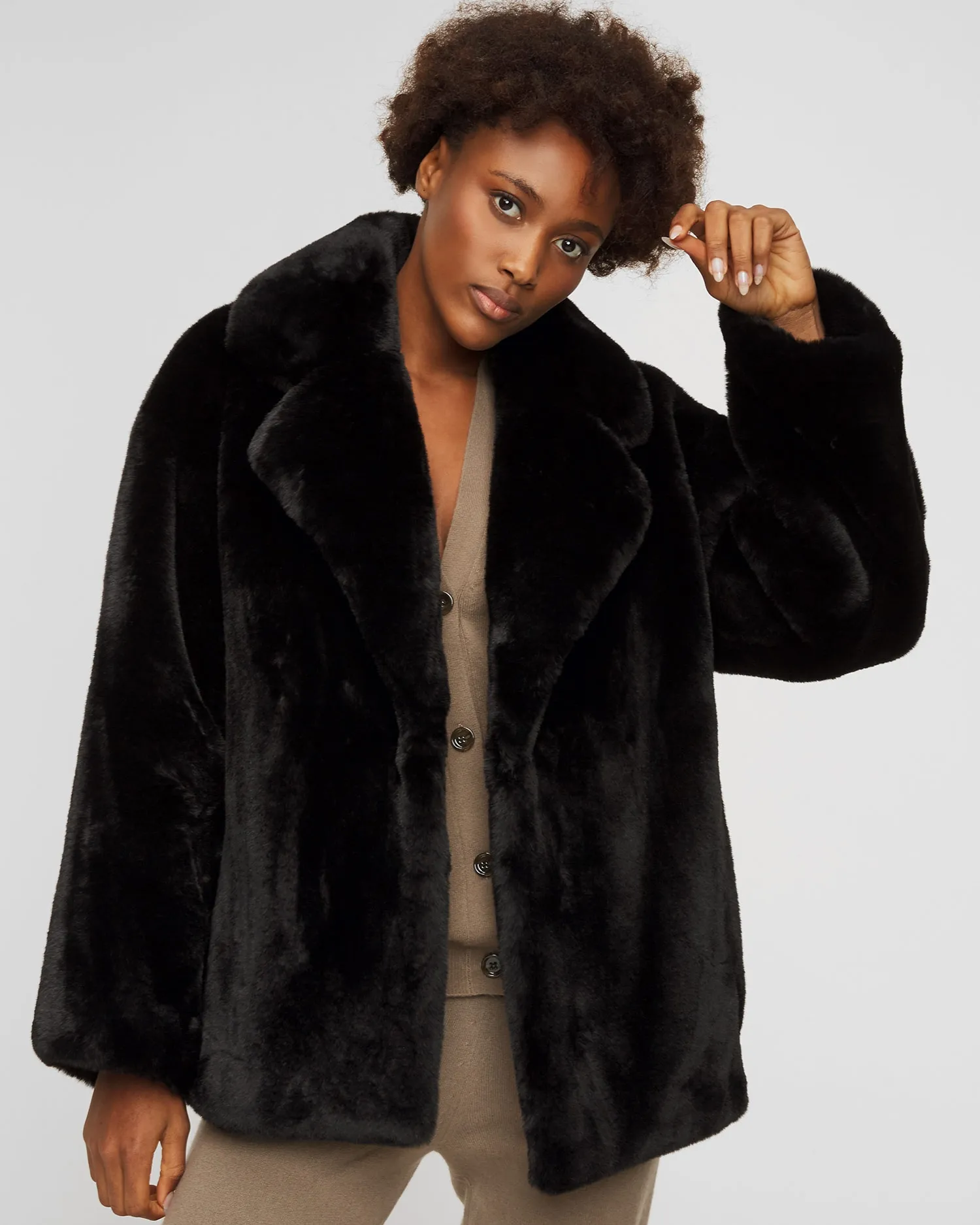 STAND STUDIO SAVANNAH fur coat 61477-black