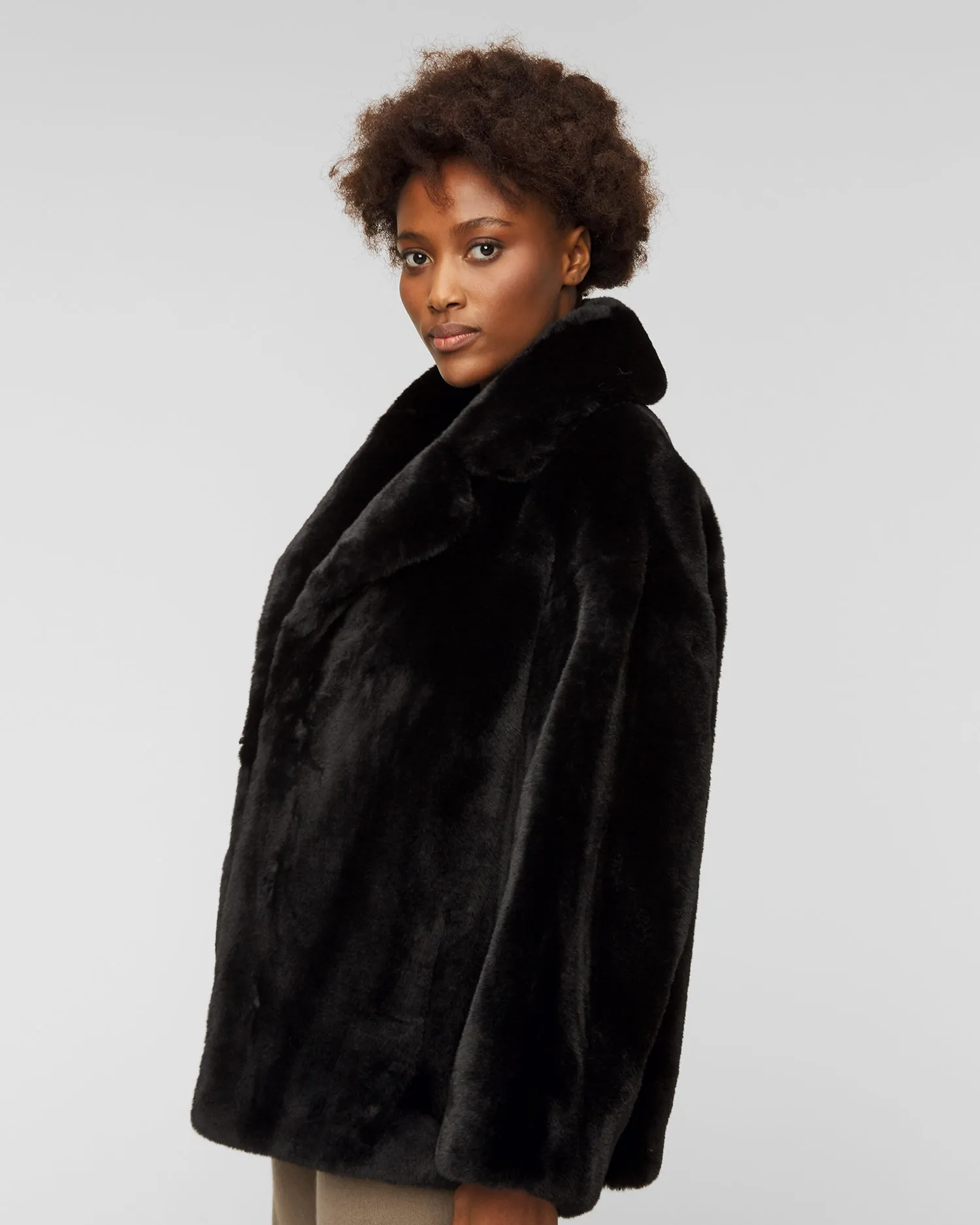 STAND STUDIO SAVANNAH fur coat 61477-black