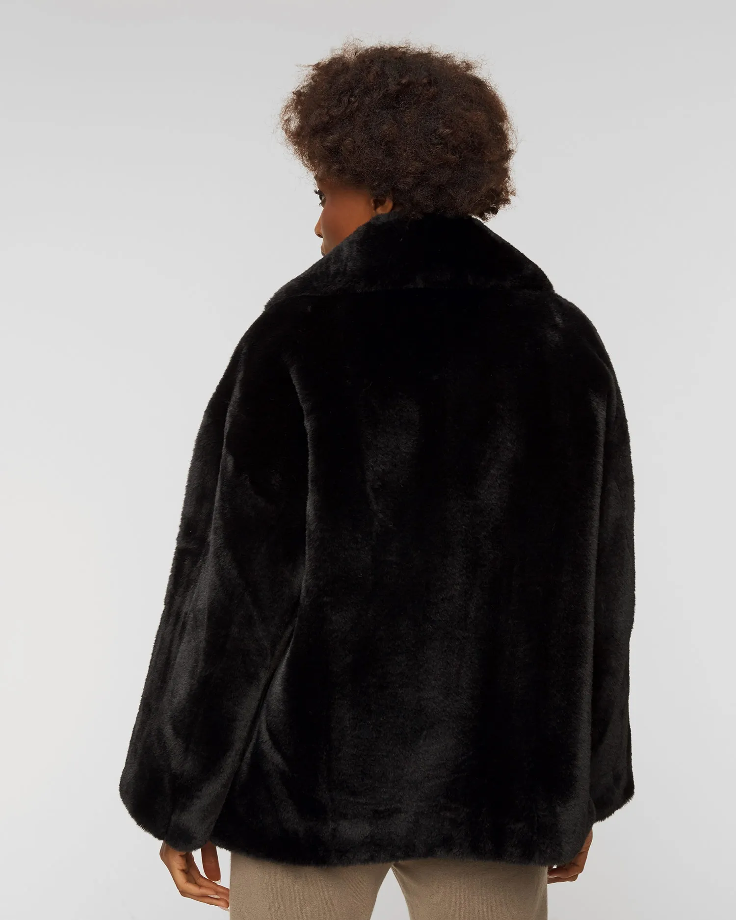 STAND STUDIO SAVANNAH fur coat 61477-black