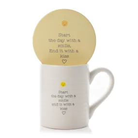 Smile Mug & Coaster Set to Begin Your Day