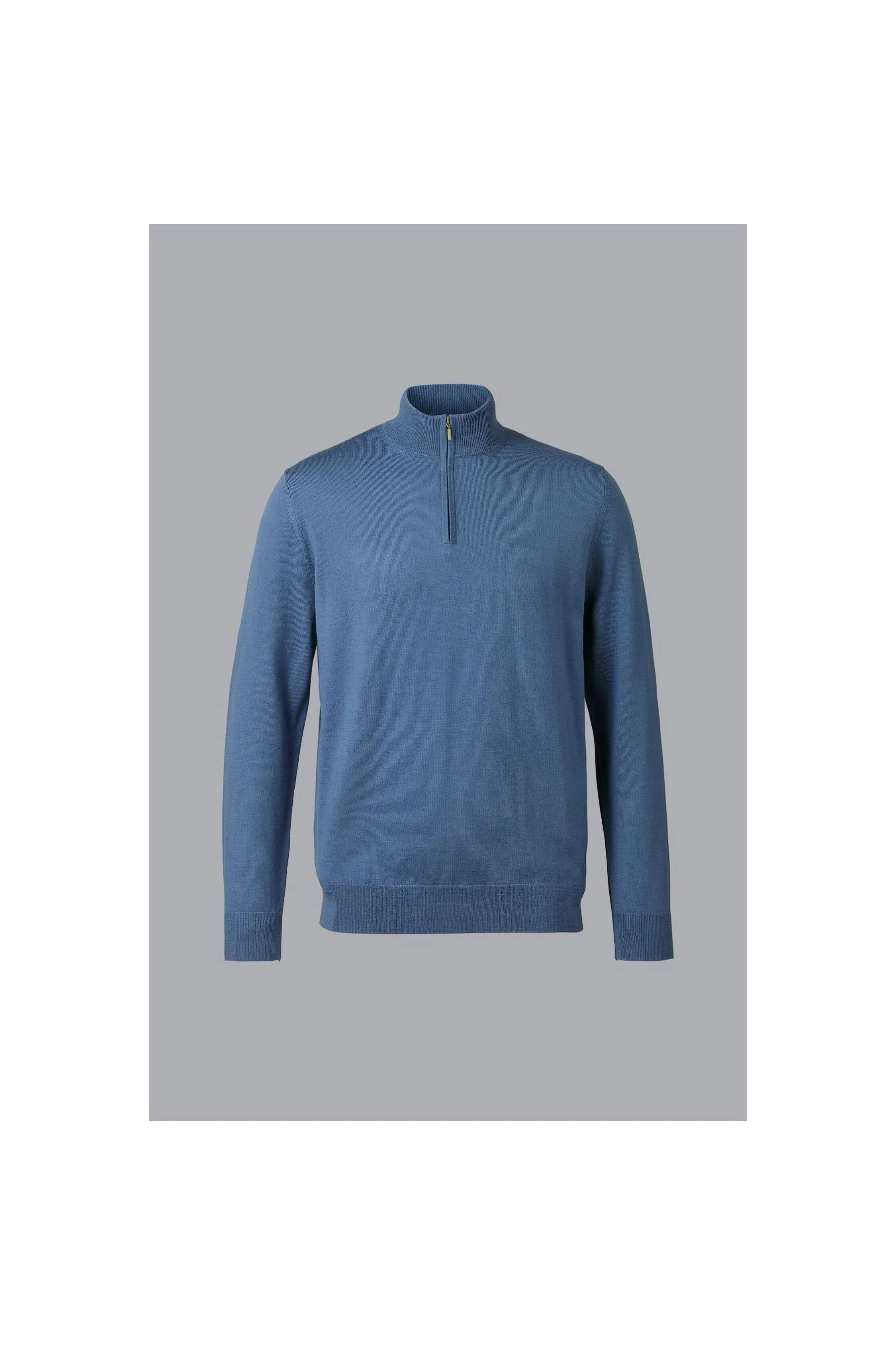 Steel Blue Pure Merino Zip Neck Jumper - Navy men's jumper by CHARLES TYRWHITT