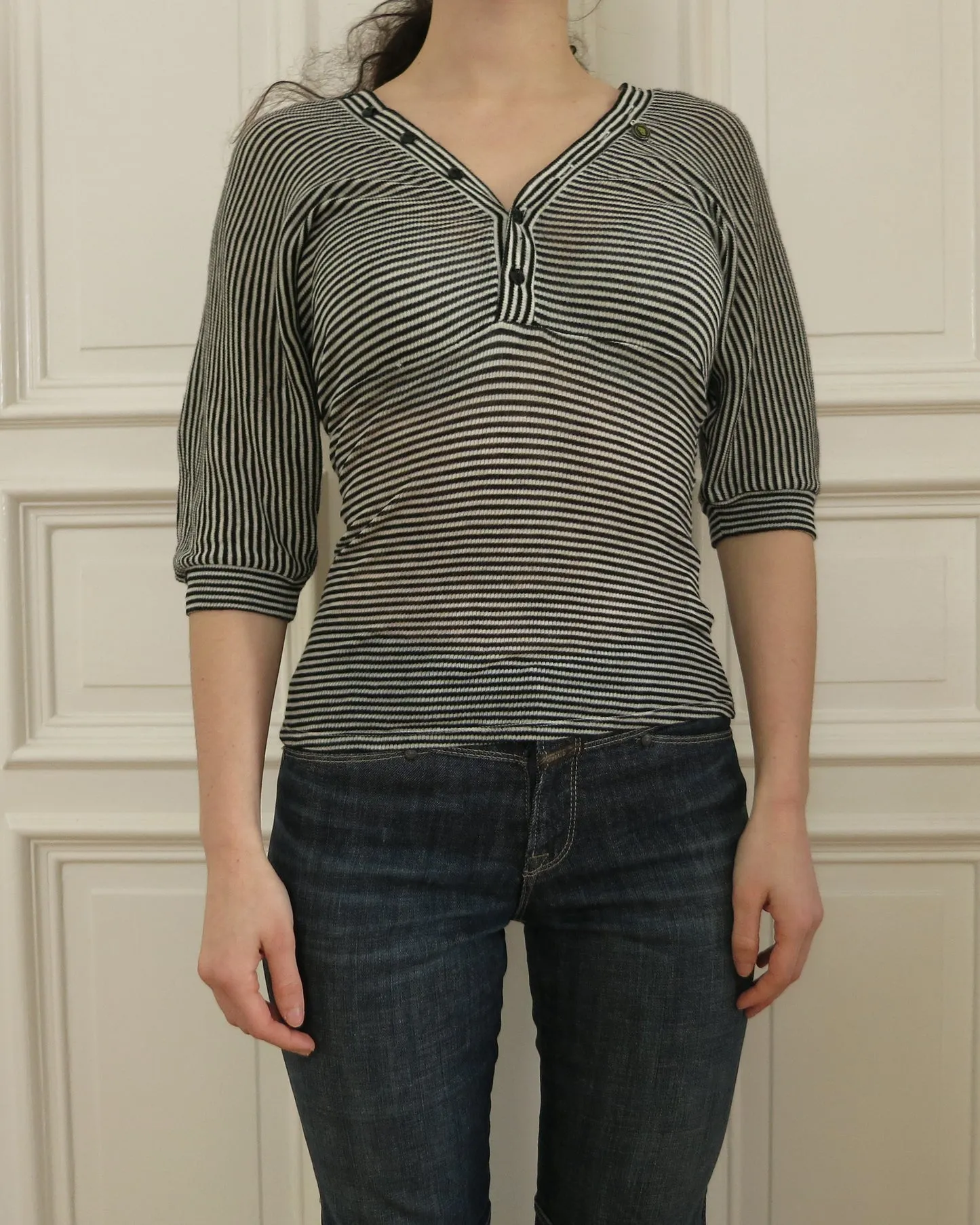       Striped knit t-shirt    