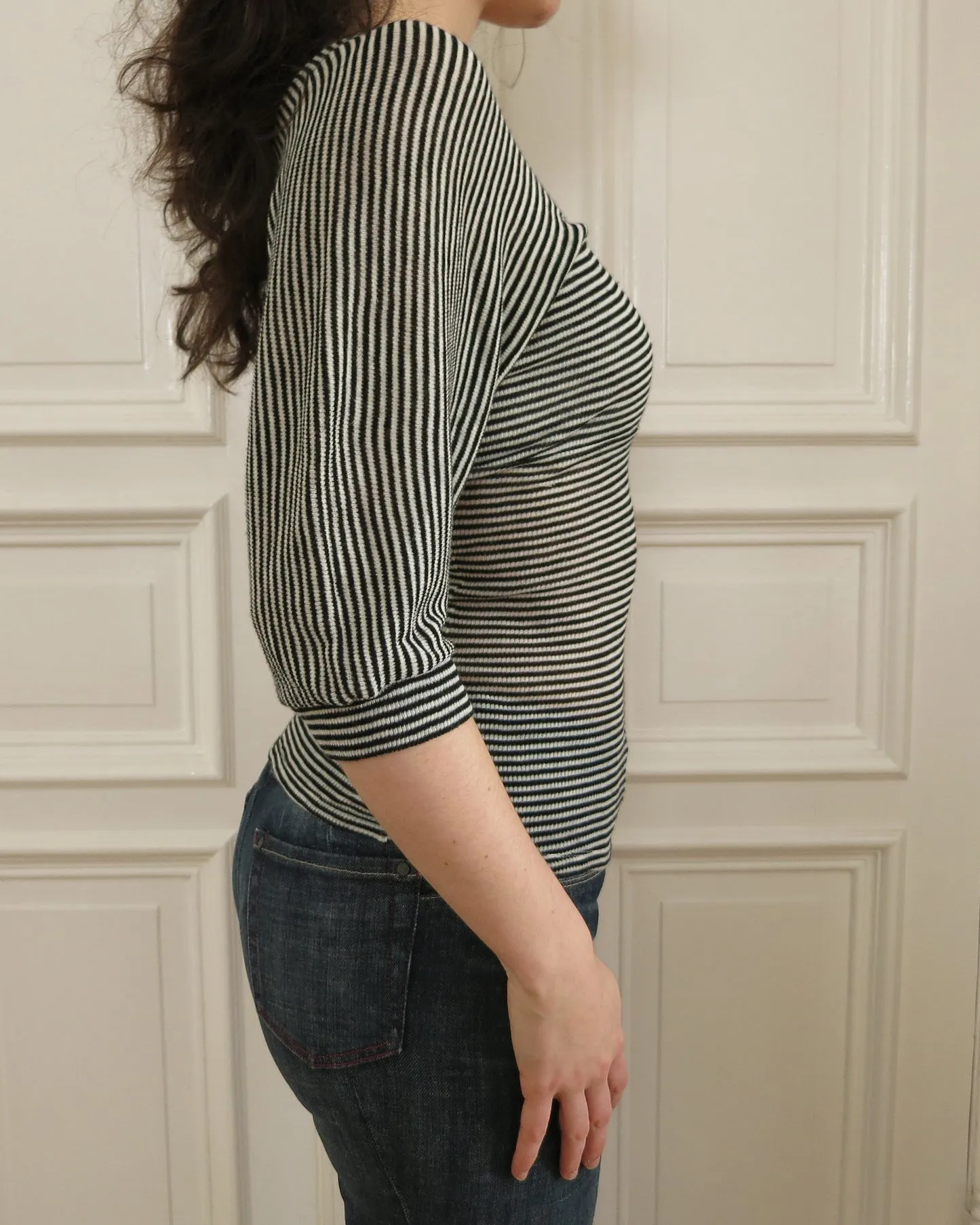       Striped knit t-shirt    