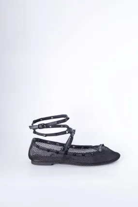 Studded Mesh Ballet Flat