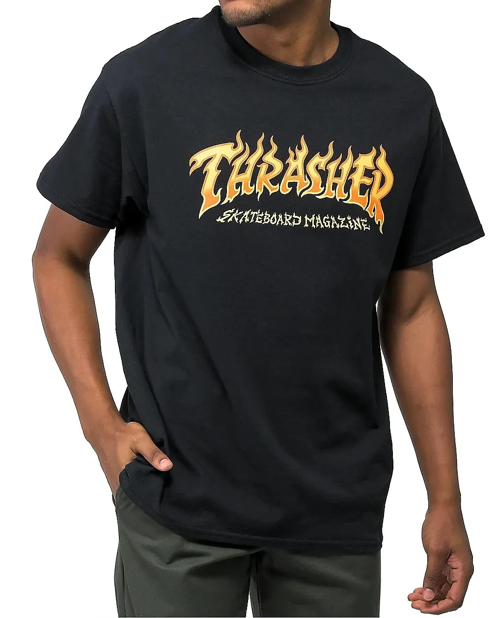 T-Shirt Thrasher Fire Logo - Black - men´s