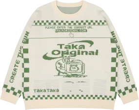 TAKA Original Moody Bob mosaic checkboard knit jumper green