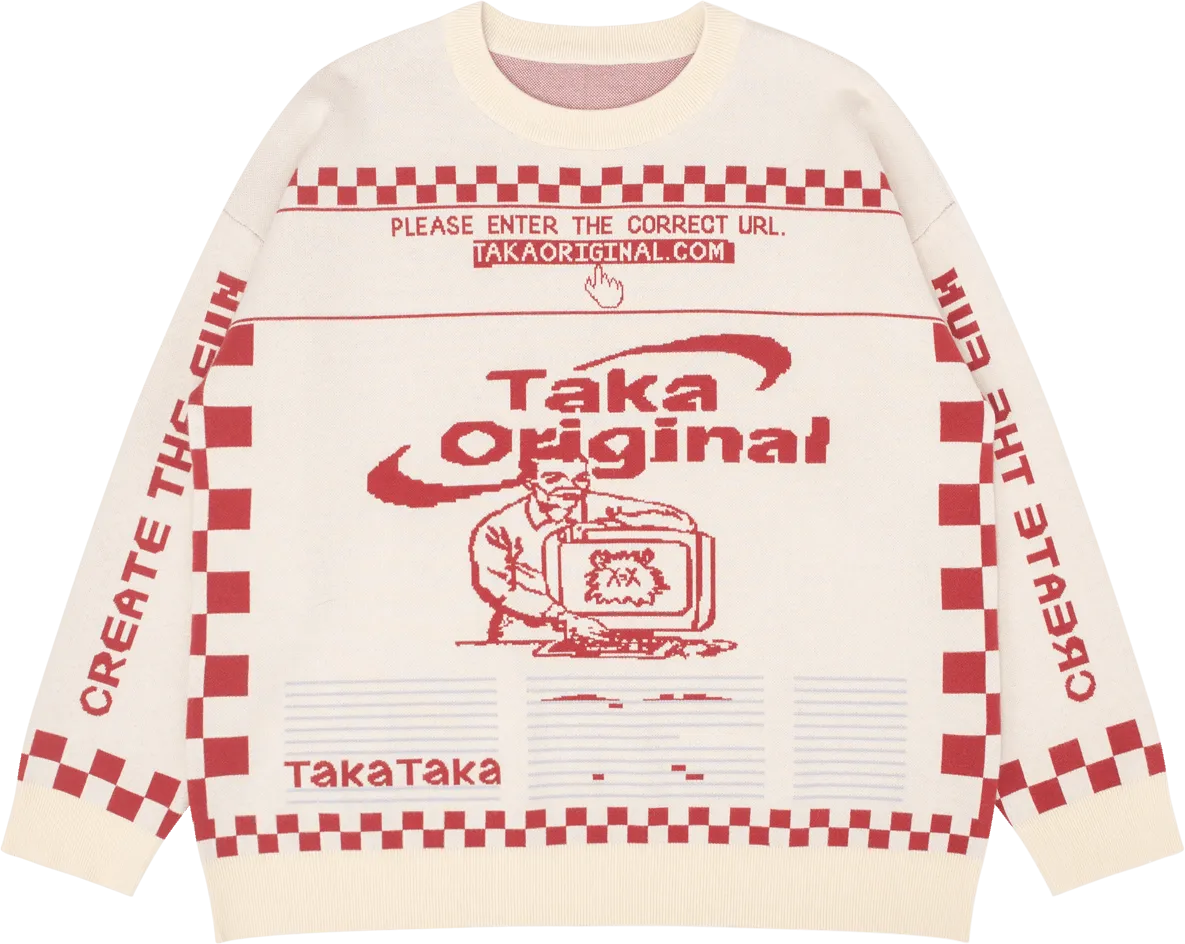 TAKA Original Moody Bob mosaic checkboard knit jumper red