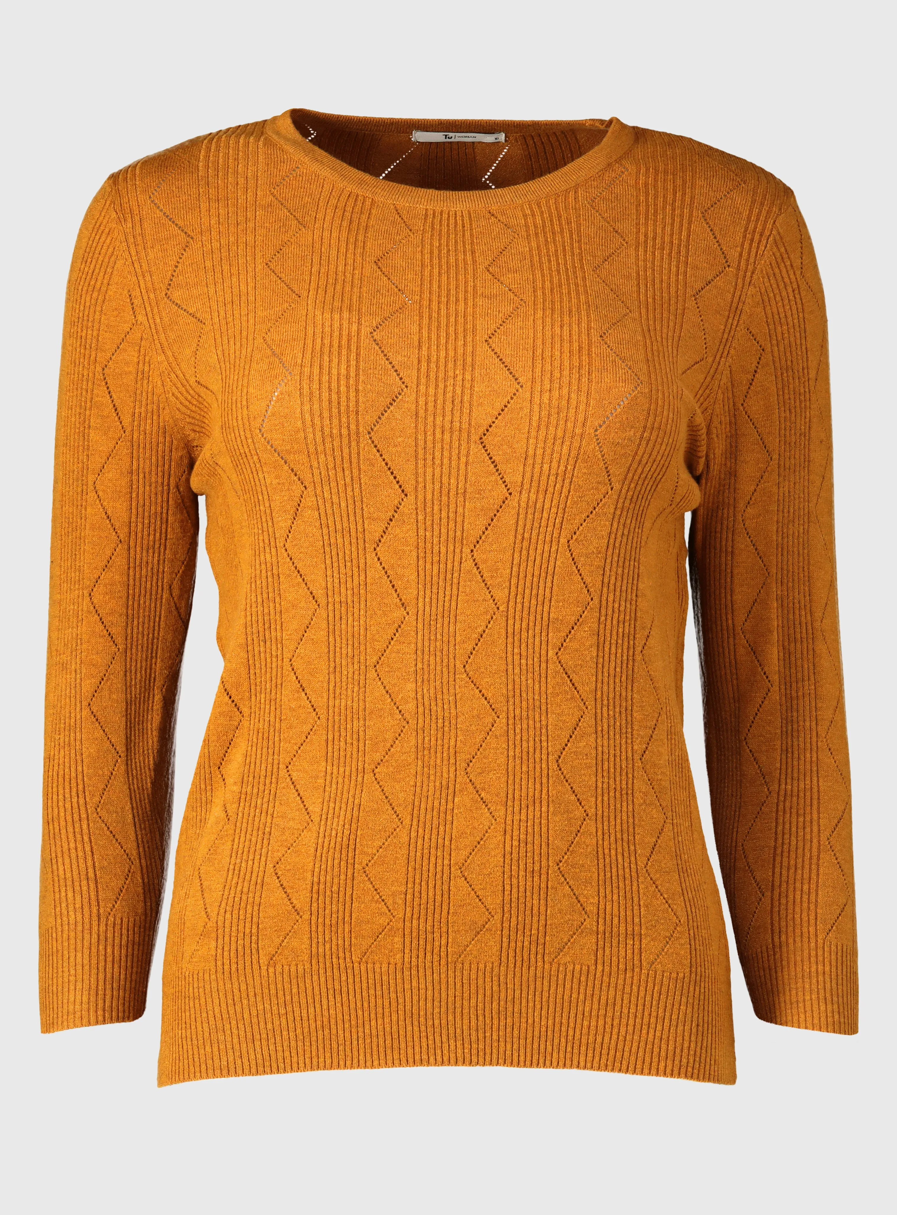 Tan Pointelle Fine Knit Jumper Size 16 - Shop Tu Jumpers