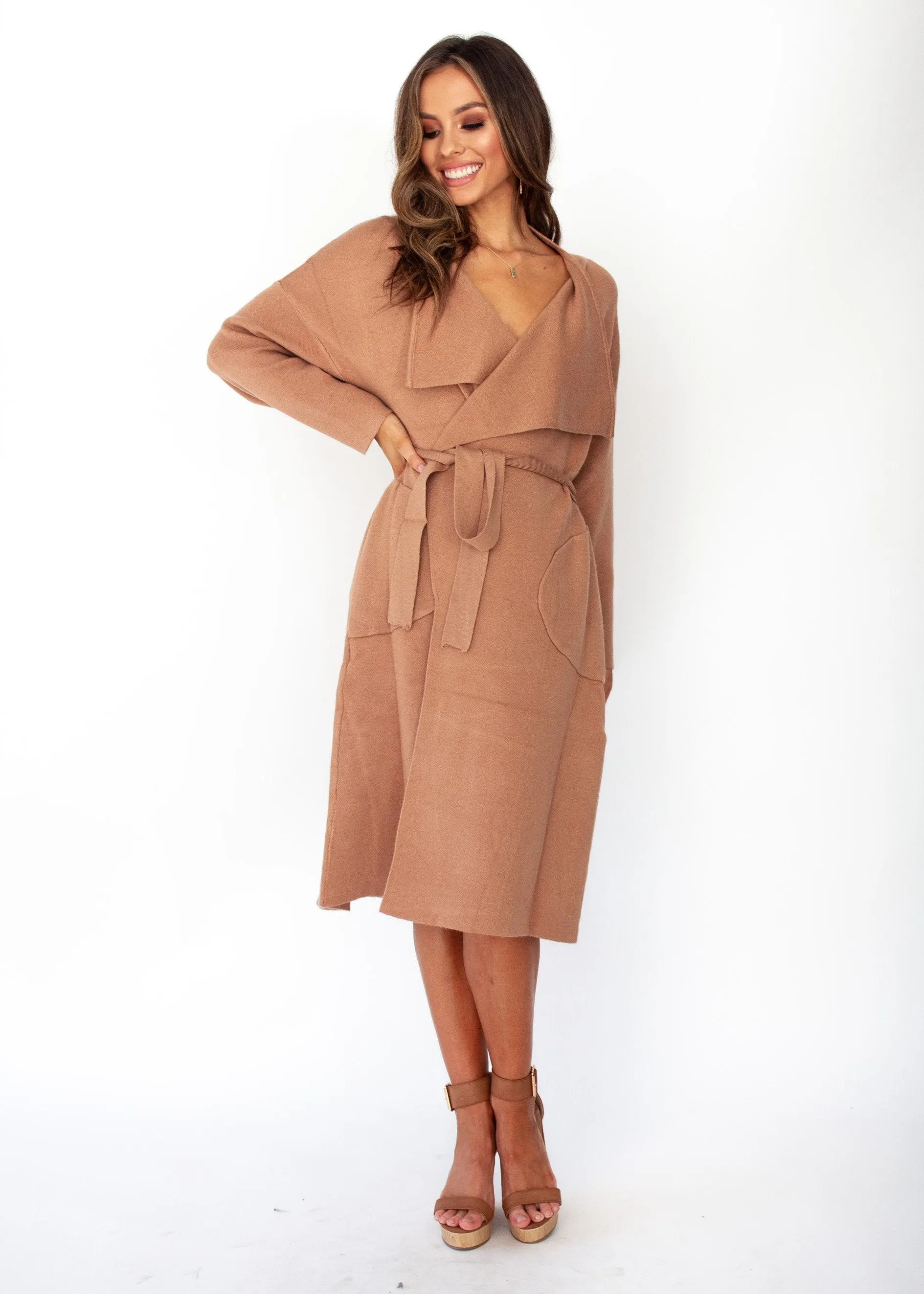 Tan Virgo Knit Coat