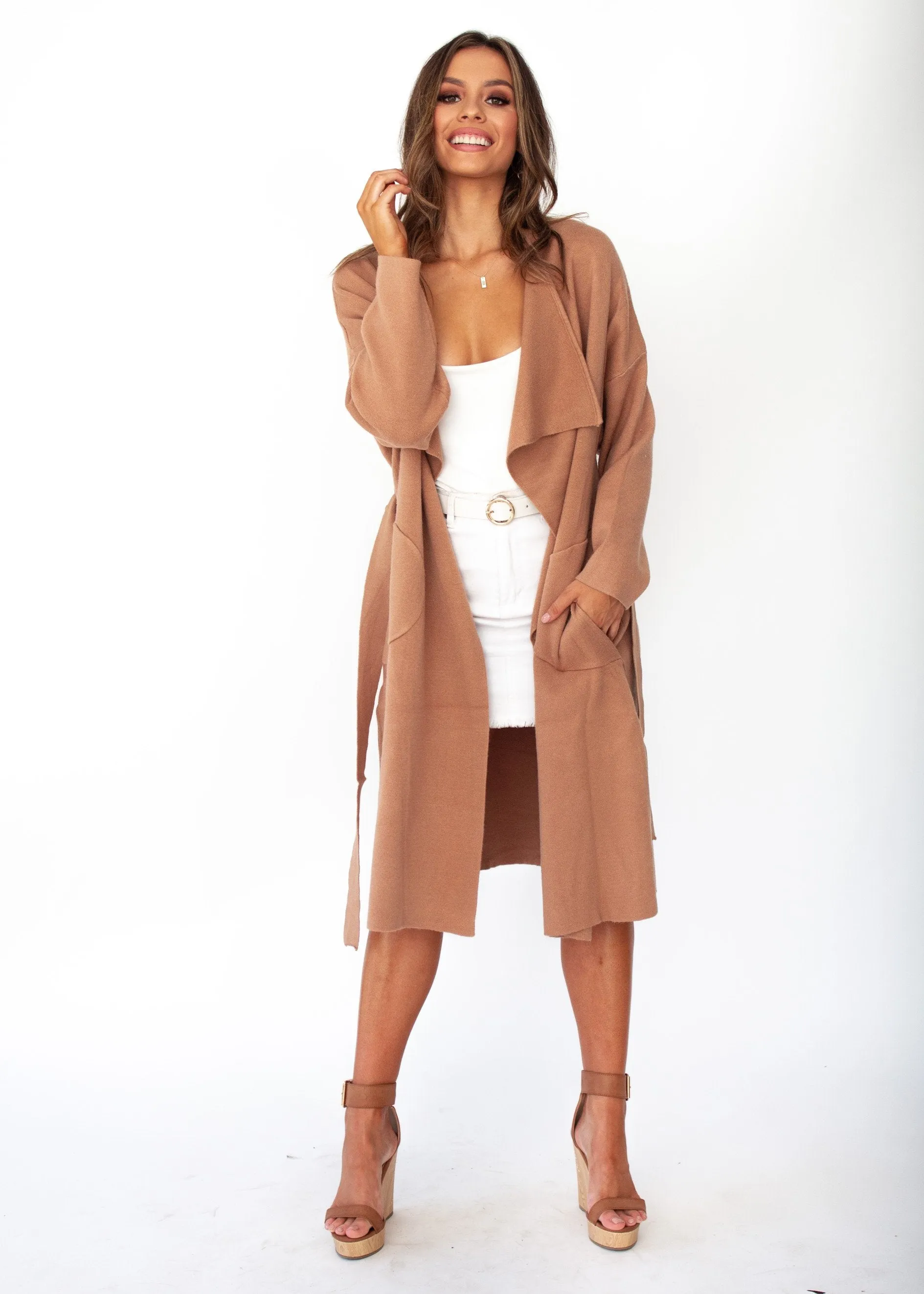 Tan Virgo Knit Coat