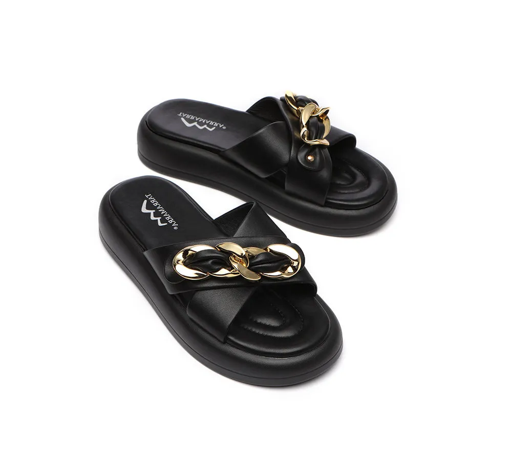 Metal Embellished Platform Slides Women Chiffon