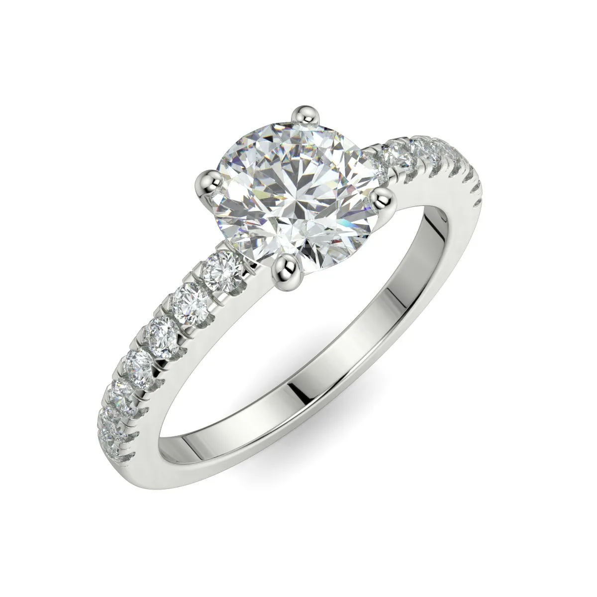 “Tessa” Brilliant Round 4 Prong Pave Set Engagement Ring 