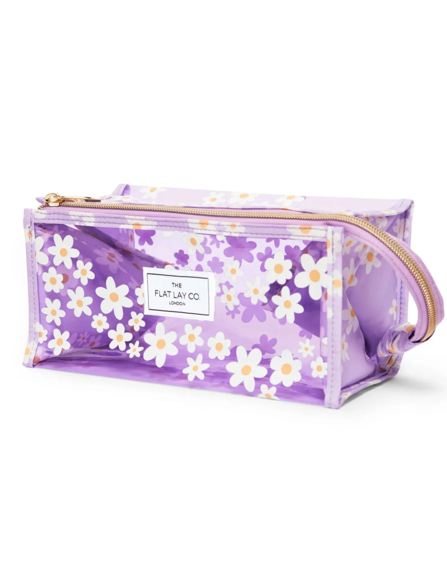 The Flat Lay Co. Lilac Daisy Open Flat Makeup Box Bag | Simply Be