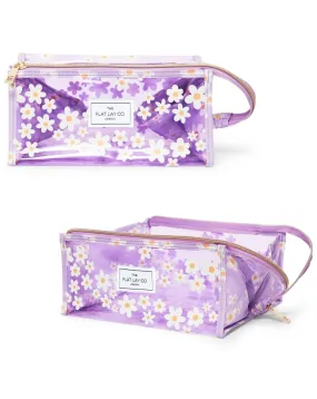 The Flat Lay Co. Lilac Daisy Open Flat Makeup Box Bag | Simply Be