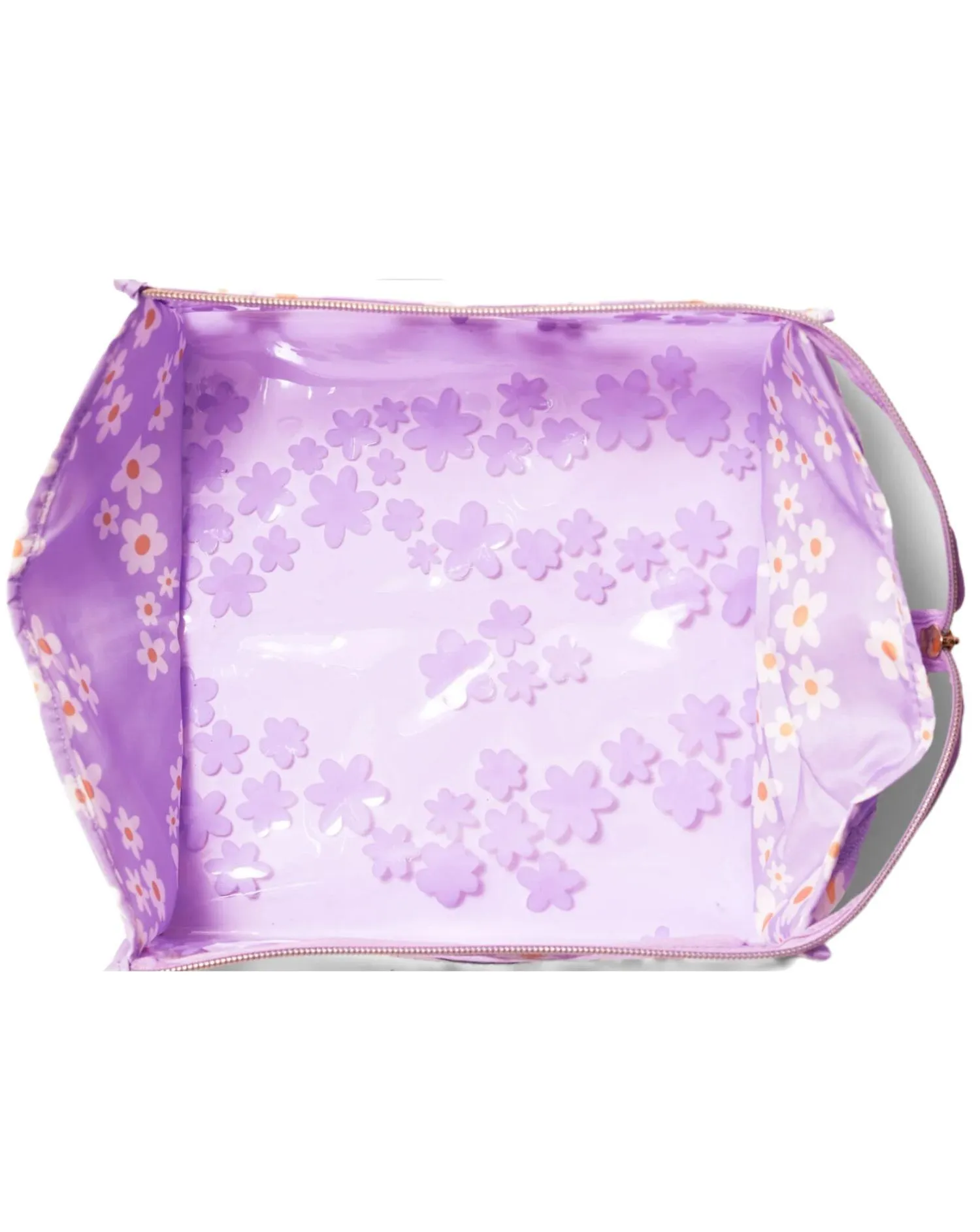 The Flat Lay Co. Lilac Daisy Open Flat Makeup Box Bag | Simply Be