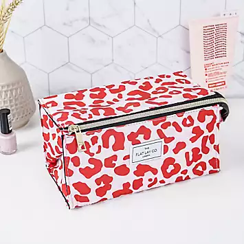 The Flat Lay Co. Pink Leopard Open Flat Makeup Box Bag | Kaleidoscope