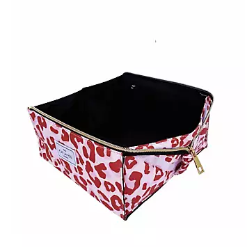 The Flat Lay Co. Pink Leopard Open Flat Makeup Box Bag | Kaleidoscope